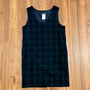 Vintage Harve Benard Dress Plaid Sleeveless 100% Wool Women’s Size 12 Blue Green